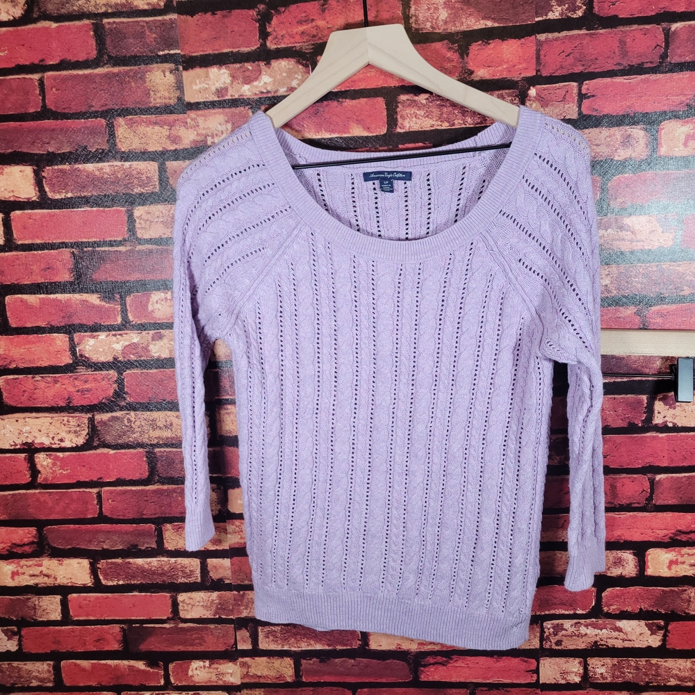 American Eagle Outfitters Lavender Cable Knit Sweater